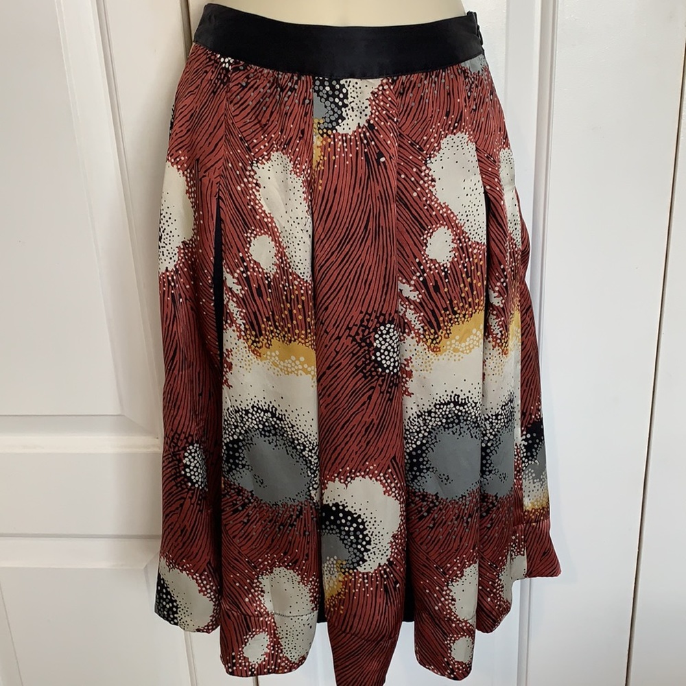 Aubergine multi color silk skirt